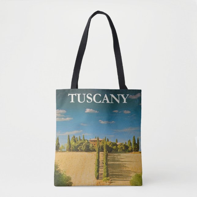 Tote Bag Toscane vintage, Italie Illustration (Devant)