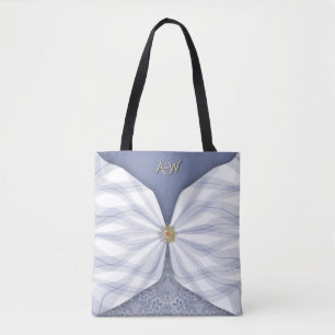Tote Bag Tot bleu poussiéreux monogrammé en illusion de tex