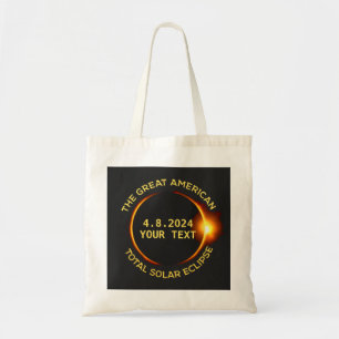 Tote Bag Total Solaire Eclipse 4.8.2024 USA Custom Text