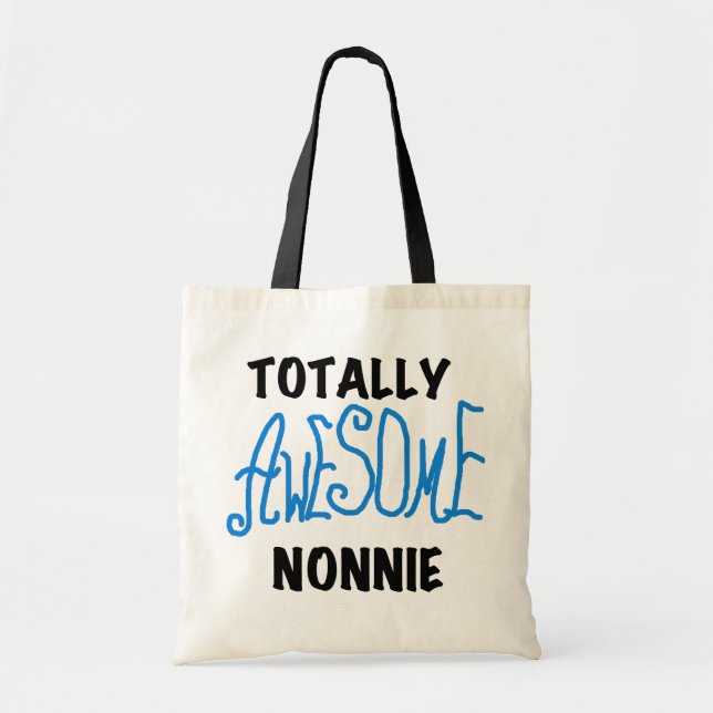 Tote Bag Totalement génial Nonnie Blue Text Tshirts et cade (Devant)