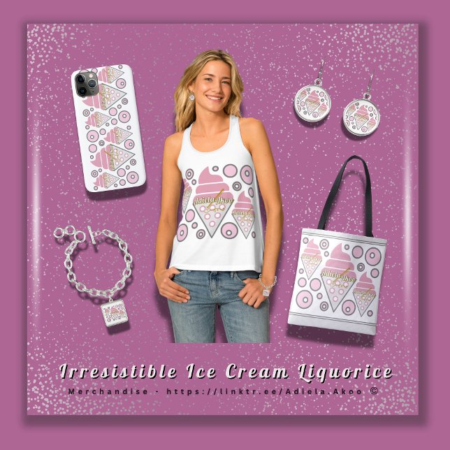 Tote Bag TOTE - Réglisse au Liqueur de Glace Irrésistible (BUY Irresistible Ice Cream Liquorice Tank, Tote, Bracelet, Earrings & Phone Case by Poet Adiela Akoo)