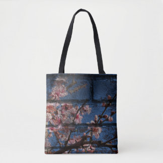 Tote Bag Totes en briques bleues et fleurs