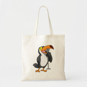 Tote Bag Toucan at Music with Microphone