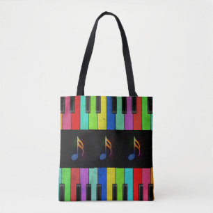 Tote Bag Touches de piano colorées et notes musicales