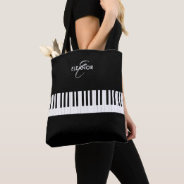 Tote Bag Touches de piano instrument de musique Monogramme