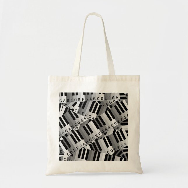 Tote Bag Touches de piano noir et blanc (Devant)