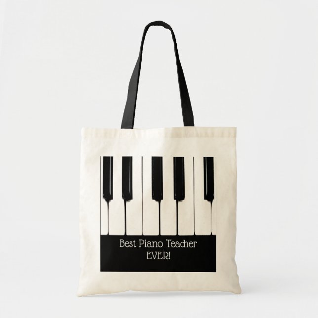 Tote Bag Touches de piano noir et blanc personnalisées (Devant)