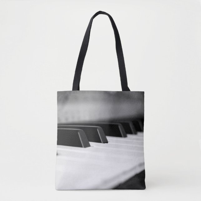 Tote Bag Touches de piano noir et blanc sur clavier (Devant)
