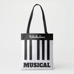 Tote Bag Touches de piano personnalisées Musique Instrument
