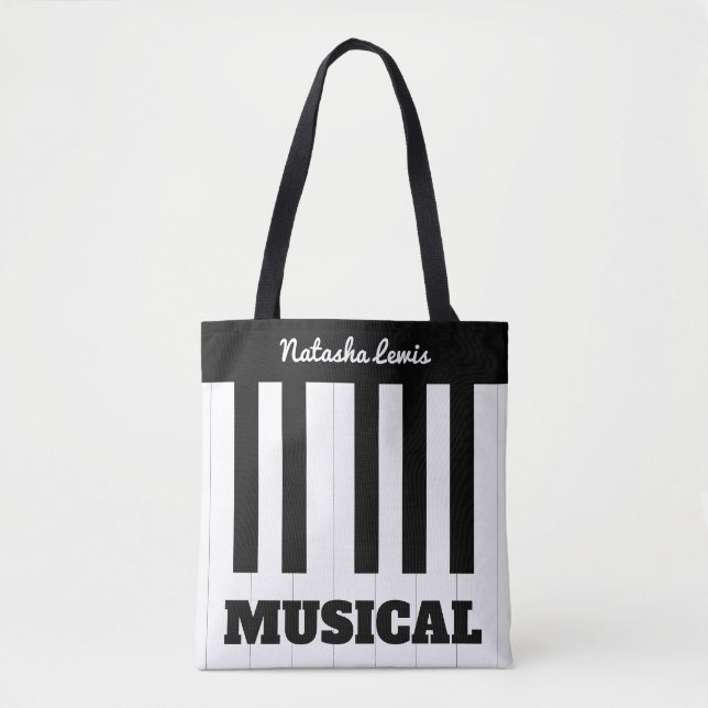 Tote Bag Touches de piano personnalisées Musique Instrument (Devant)