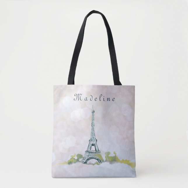 Tote Bag Tour Eiffel Paris Croquis en encre sur étincelle r (Devant)