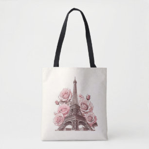 Tote Bag Tour Eiffel Paris & Roses Roses Roses Roses Roses