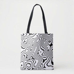 Tote Bag Tourbillon blanc noir Conception abstraite
