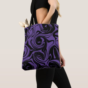Tote Bag Tourbillon en marbre rouge et noir