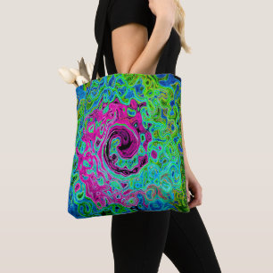 Tote Bag Tourbillon rétro Super rose et bleu chaud