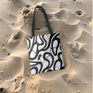 Tote Bag Tournes noires Abstraites sur texture blanche craq