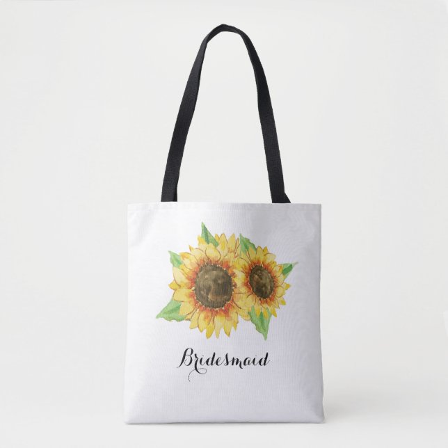 Tote Bag Tournesol Aquarelle Florale Mariage Bridesmaid (Devant)