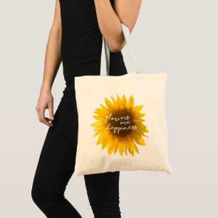Tote Bag Tournesol citation "Les fleurs sont du bonheur"