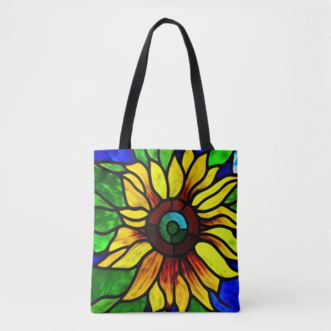Tote Bag Tournesol de pays en verre teint rustique (Devant)