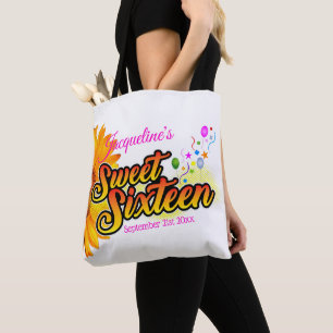 Tote Bag Tournesol et ballons sur le Sweet sixteen blanc