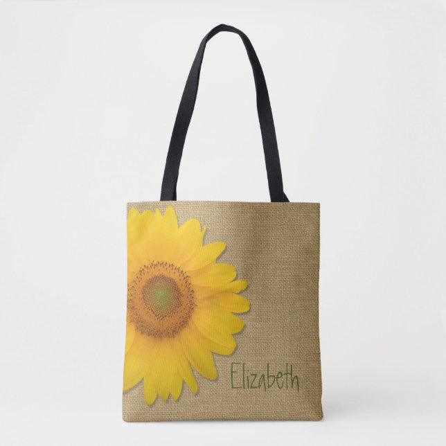 Tote Bag Tournesol mignon de pays sur la coutume de toile (Devant)