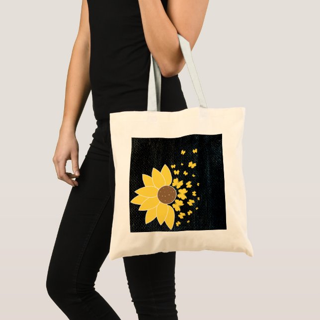 Tote Bag Tournesol noir imprimé (Devant (produit))