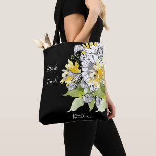 Tote Bag Tournesol personnalisé Buvez-le en noir