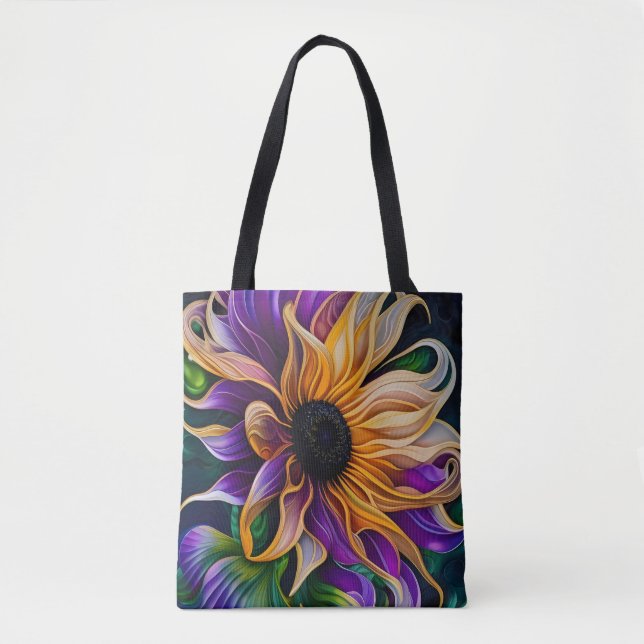 Tote Bag Tournesol pourpre et or (Devant)
