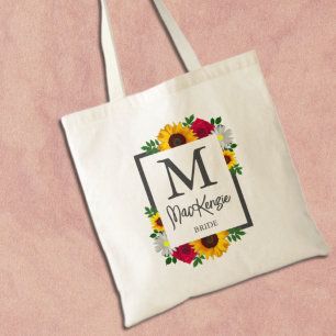 Tote Bag Tournesol Rose Marguerite Fleur d'automne Mariage