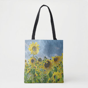 Tote Bag tournesol sous la pluie