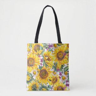Tote Bag Tournesol Vintage : Fleur Jaune Été.