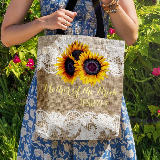 Tote Bag Tournesols mariage dentelle mère de la mariée (Créateur téléchargé)