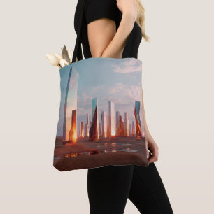 Tote Bag Tours Miroirs Surréalistes Futuristes Dans Le Dése