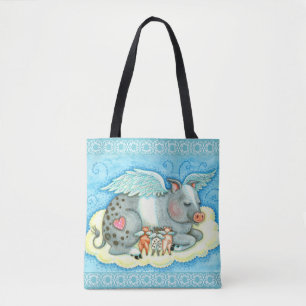 TOTE BAG TOUS LES BONS PIGLETS VONT AU CIEL, LES BONS PIG A