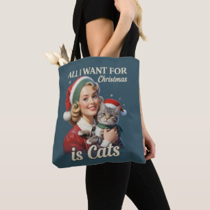 Tote Bag Tout ce que je veux pour Noël c'est des Chats Amou