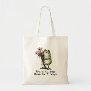 Tote Bag Tout d'abord Jésus pense que je suis une grenouill