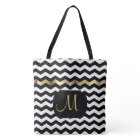 Tout sur impression Gold, Blanc et Noir Chevron De