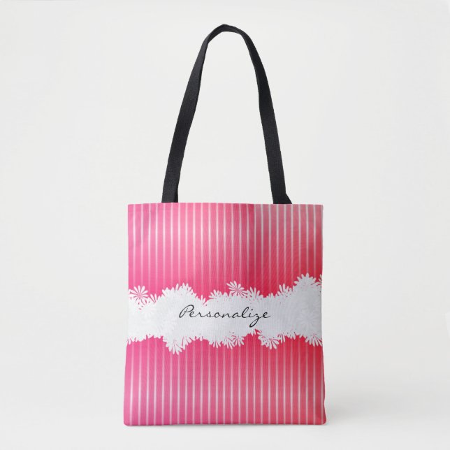 Tote Bag Tout sur l'impression Joli rayures roses (Devant)