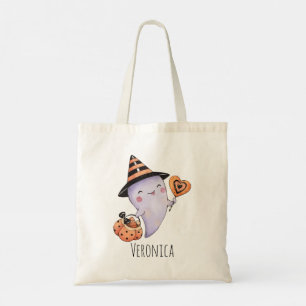 Tote Bag Trace ou traiter le joli fantôme Halloween