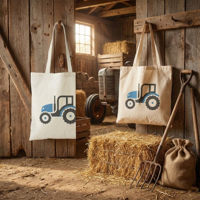 Tote Bag Tracteur gris bleu (Créateur téléchargé)