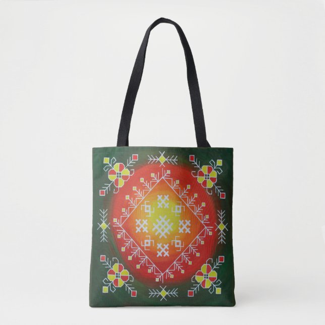 Tote Bag Traditional Latvian folk art with symbols painting (Devant)
