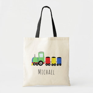 Tote Bag Train de locomotives pour bébés mignons et nom d