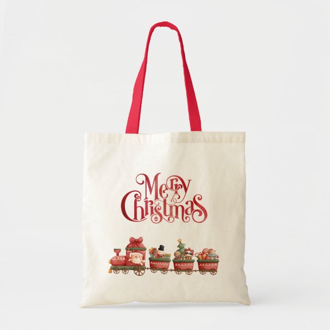 Tote Bag Train de Noël Vintage avec jouets (Devant)