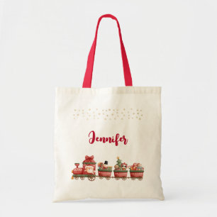 Tote Bag Train de Noël Whimsical Vintage avec jouets
