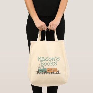 Tote Bag Train des Enfants Rétro  Nom Bibliothèque Livres  