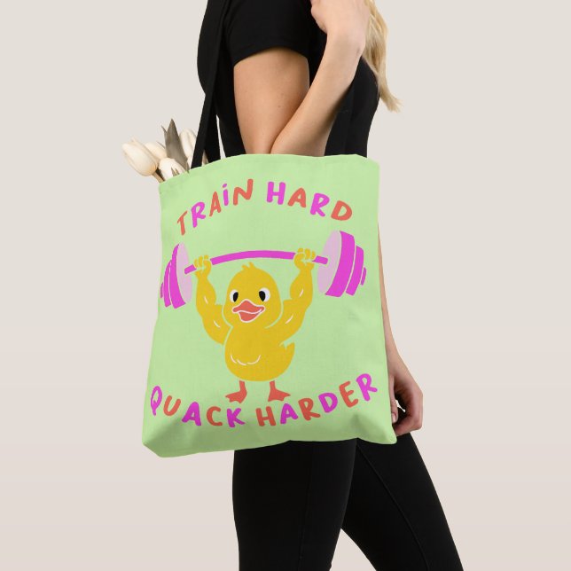 Tote Bag Train dur Quack Harder Drôle Drôle Canard Poids (De près)