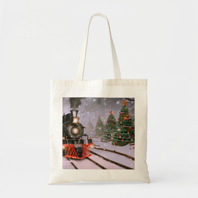 Tote Bag Train forestier de Noël (Devant)
