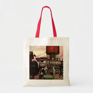 Tote Bag Train Yard Flower Garden par Stevan Dohanos