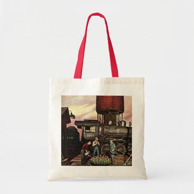 Tote Bag Train Yard Flower Garden par Stevan Dohanos (Devant)