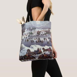 Tote Bag Traîneaux de Noël vintage, Central Park en hiver